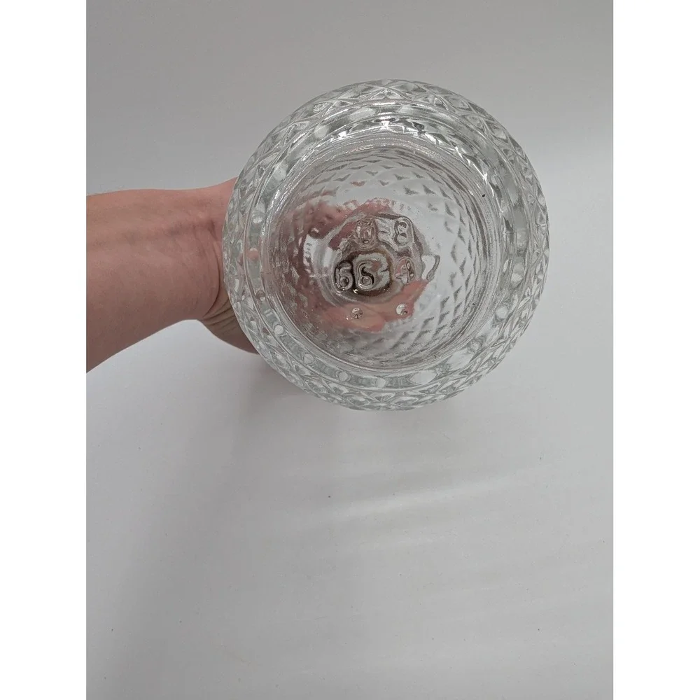 Vintage Clear Glass Diamond Cut Ribbed Decanter with Faceted Cork‎ Stopper 9